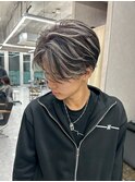 韓国マッシュセンターパートツーブロックメンズハイライトウルフ