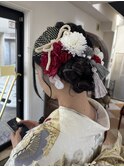 成人式/アップスタイル/サイドお団子