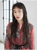 三軒茶屋_レディース_ロング_ブラック_コテ巻き_ショートバング_