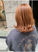 キャンディーオレンジ＋透明感カラー＋10代＋ブリーチなし