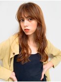レイヤーロング　ミストバング　マロンベージュ
