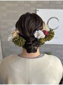 卒業式 ヘアセット まとめ髪 シニヨン 金箔 辻堂