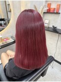 ホワイトグレージュミニウルフチェリーブラウンデジタルパーマ