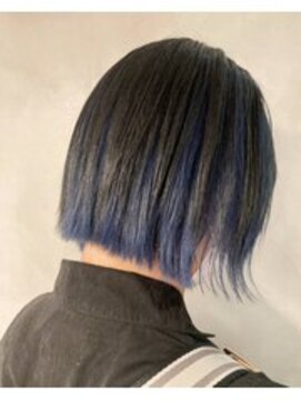 ガリカ シーム(Gallica/SEAM) ぷつっとボブ/透明感グレー×ブルー/インナーカラー