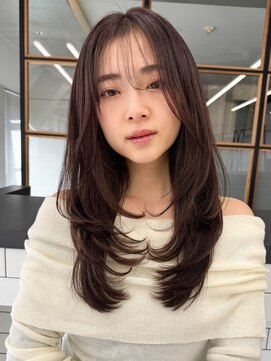アース 上本町店(HAIR&MAKE EARTH) 20代30代40代◎暗めカラーくびれレイヤー韓国風艶髪