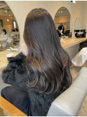 グレージュ/暗髪グレージュ/ロングレイヤー/透明感カラー