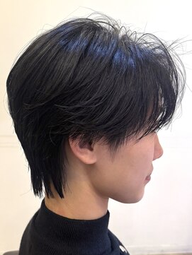 オーシャントーキョー(OCEAN TOKYO) 韓国マッシュフェザーパーマニュアンスパーマセンターパート黒髪