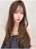 レイヤーカットワンカール薄めバングダークブルー小顔カット