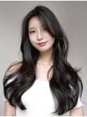 くびれヘアダークアッシュコテ巻き風パーマデジタルパーマ
