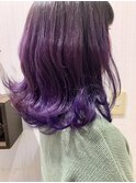 ブリーチ グラデーションカラー 外ハネ パープル ラベンダー