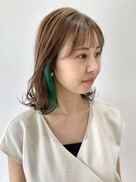 フォーク FOLK&nbsp;【FOLK】透明感ベージュインナーグリーン☆似合わせミディアム♪