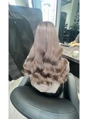 くびれ韓国ヘアミディアム外巻きニュアンスラベンダーカラー