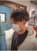 ショートアップバング×ツイストスパイラルパーマ