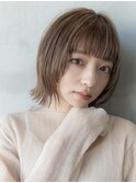 大人かわいい前髪セシルカットココアブラウンフリンジウェーブ