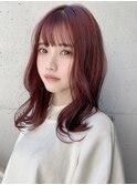 セミディ/ピンク/赤髪/韓国/暖色系カラー