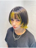 ☆デザインカラー/ショートウルフ/イエロー/インナー/池袋東口