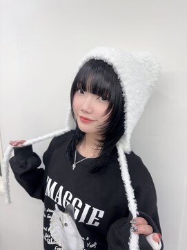 ガルボヘアー 心斎橋店(garbohair) 黒髪ミディアムレイヤーカットフェイクブラック心斎橋美容室