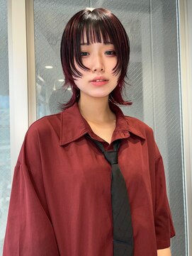 ニューヨークニューヨーク 三宮駅前店(NYNY) ウルフカット×デザインレッドカラー