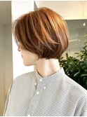 前髪長めのコンパクトショートボブ20代30代40代