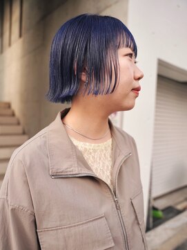 トゥコ(tuco) コバルトブルー ブリーチ 深みブルー 色落ち綺麗 艶カラー ボブ