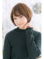 伸ばしかけに◎ヌーディベージュ小顔前下がりボブショートb1