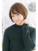伸ばしかけに◎ヌーディベージュ小顔前下がりボブショートb1