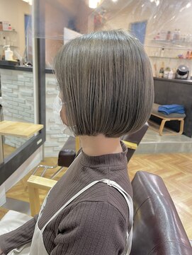 ビー オン ディー ヘア 池袋(BonD hair) #グレージュミニボブ【池袋/髪質改善/ハイライト】