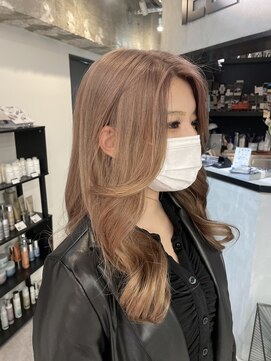 ペレ 渋谷(PELE) h_ デザインカラー/レイヤーカット/ウェットヘア/ベージュ