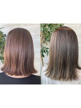【藤沢駅徒歩1分】ダメージレスなオーガニックカラー◎暗くなりすぎない透明感のある上品な仕上がりに！