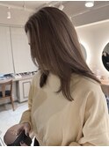 ミディアムヘア セミディ ハイトーンベージュ ローライト 横浜