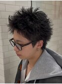 黒髪スパイキーショートメンズ刈り上げソフトツイスパパーマ仙台