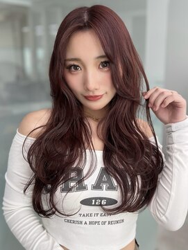 ソラ 広尾店(SORA) ロングレイヤー/顔周りカット/ピンクブラウン