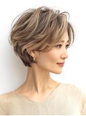 大人ショートレイヤー白髪ぼかし脱白髪染め40代50代60代原宿