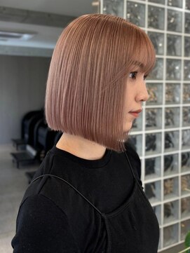サンクプロジェクト(cinq PROJECT) ショートボブミルクティーベージュカラーダブルカラーハイトーン
