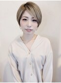 【Luccica】耳かけショート×ブリーチ×透明感ベージュ