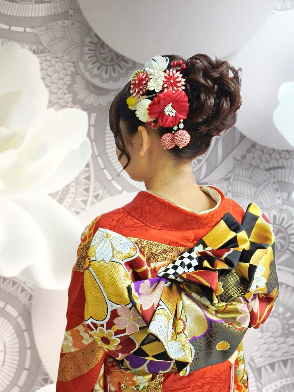 振袖着付け 着物ヘア 振袖帯結び アップスタイル：L174887383｜ラエラ