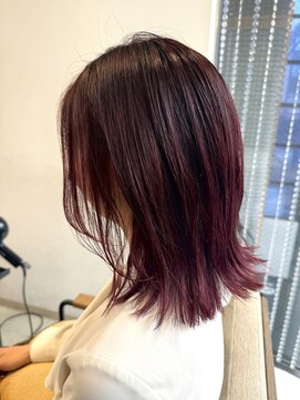 ヤサシイサロン(YASASHII SALON) 外ハネミディ×ラベンダーピンク