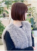 切りっぱなしボブ赤髪名古屋ボブブリーチなしダブルカラーrena