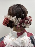 卒業式袴着付けヘアセット/ふわもこツインおだんご