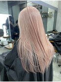 レイヤーカット×ペールピンク