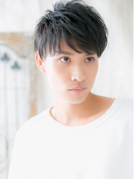 メンズヘア ビーセカンド 草加店(MENS HAIR B-2) 20代30代くせ毛風フルバングブラック束感ビジカジショートZ草加