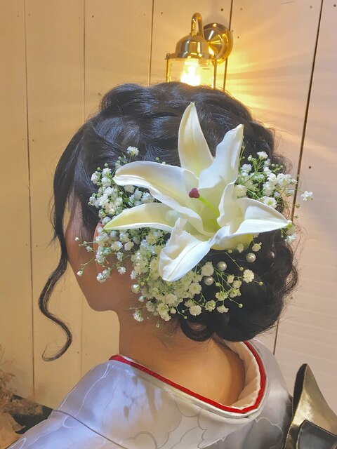 【成人式セット】生花のヘアセット