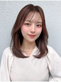 小顔ミディアムレイヤーフェミニンロングメルティーカラー