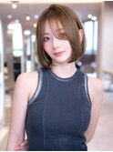 ミディアム髪質改善ストレート顔周りレイヤーカット前髪縮毛矯正