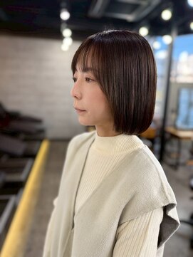 ソイクフ(SOY KUFU) 前下がりボブレイヤーカットタッセルボブオリーブグレージュ