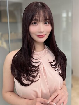 ソラ 広尾店(SORA) ロングレイヤー/顔周りカット/ピンクブラウン