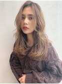 ナチュラルロングアッシュブラウンネオウルフ外ハネボブ_36990