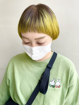 ヘアー アイス 御器所本店(HAIR ICI) ルーツカラー × ベージュ× イエロー