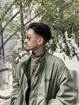 メリケンバーバーショップ フクオカ(MERICAN BARBERSHOP FUK) ナチュラルフェードかきあげパーマ