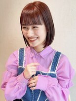 暖色ボブ×赤髪×チェリーレッド×切りっぱなしボブ×10代20代